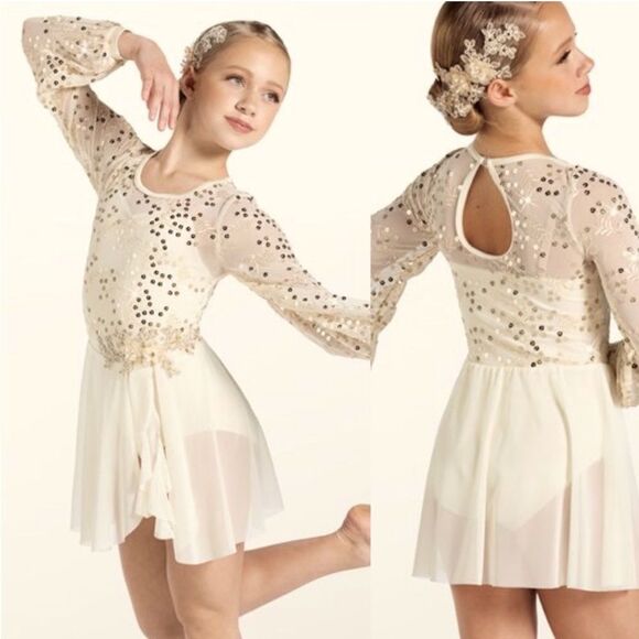 Weissman Dance Costume ivory white sequin appliqué Saint Honesty 13413 IC